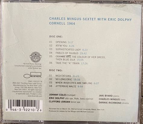 CD Jazz Bass Charles Mingus Sextet With Eric Dolphy Cornell 1964