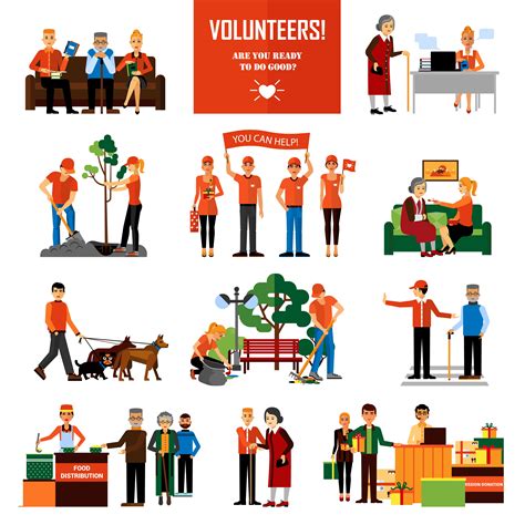 Volunteers People Decorative Icons Set 478807 Vector Art at Vecteezy