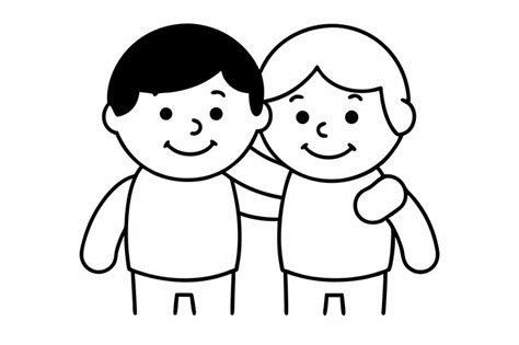 BFF Buddies Cute Cartoon Friends Hugging Vector Illustration Cartoon ...