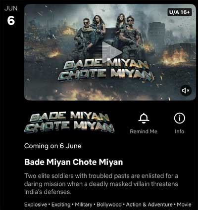 Bade Miyan Chote Miyan Seals Its OTT Release Date Latest Telugu