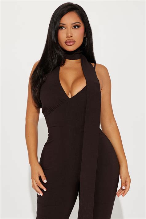 Being Chic Jumpsuit Mocha Fashion Nova Jumpsuits Fashion Nova