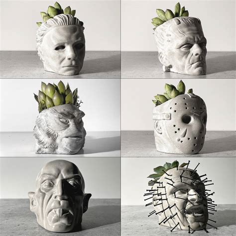 Horror Movie Villain Head Concrete Planters The Green Head