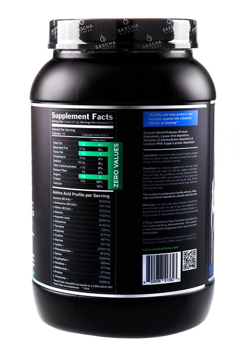 Sascha Fitness Hydrolyzed Whey Protein Isolate Grass Fed Pounds