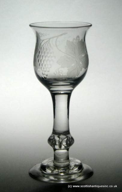 Sold Engraved Composite Stem Wine Glass C1850 18th Century Georgian Glass 19th Century