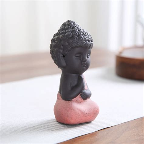 Mini Ceramic Buddha Statue Ceramic Small Monk Ornament Flower Pet Ebay