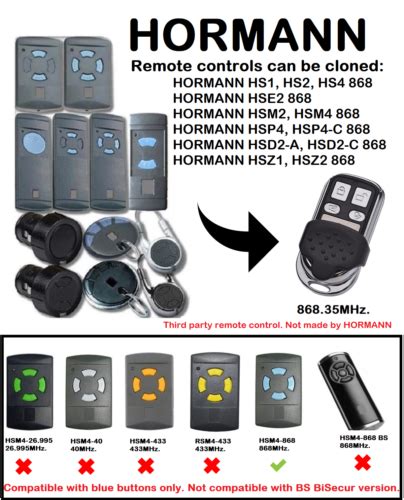 Hormann Hs Hse Hsm Hsp Hsd Hsz Remote Control Duplicator Mhz