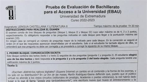 As Ha Sido El Examen De Lengua Y Literatura Que Inaugura La Ebau En