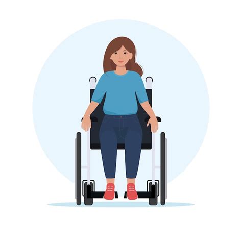 Mujer Joven Feliz En Silla De Ruedas Ilustración De Vector De Estilo