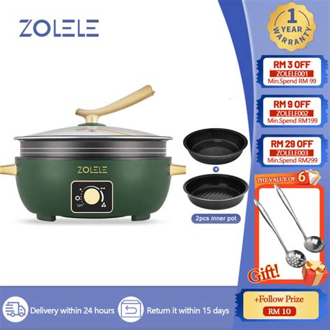 Zolele Electric Wok Frying Pan Hot Pot L Zc Year Warranty