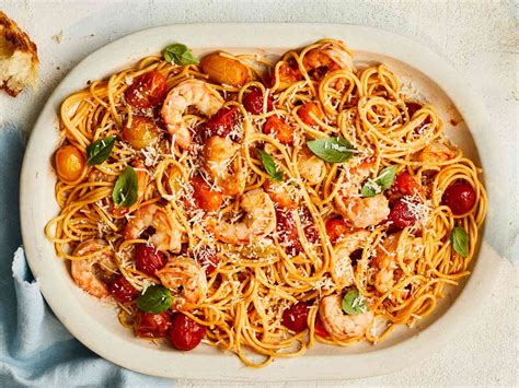 Shrimp And Burst Cherry Tomato Pasta Recipe