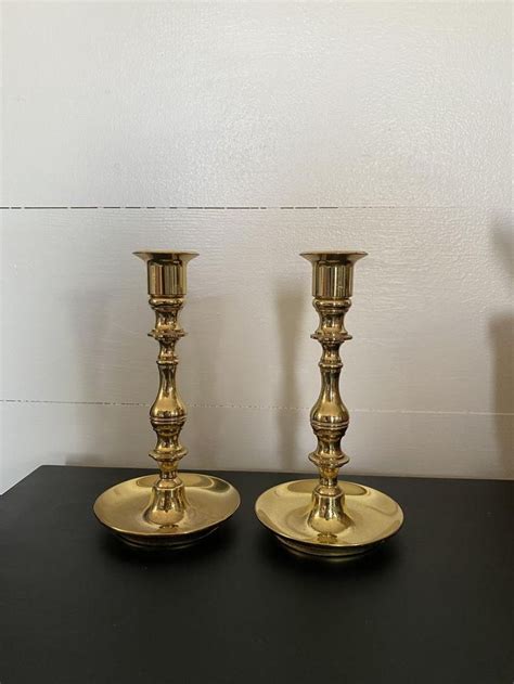 Vintage Brass Baldwin Candlestick Holders Matching Set Of 2 Etsy Candlestick Holders