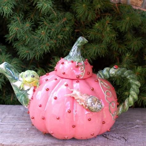 Pumpkin Teapot Porcelain Figurine Ceramic Vegetables Snai Inspire Uplift Tea Pots Art