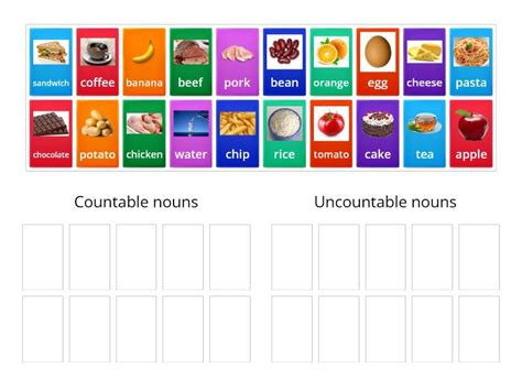 Countable And Uncountable Nouns Group Sort