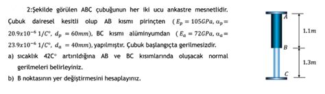 Solved 2 Sekilde görülen ABC çubuğunun her iki ucu ankastre Chegg