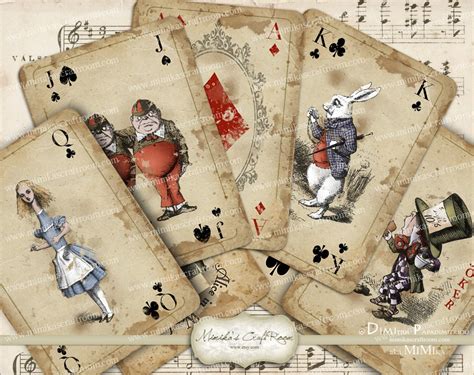 Alice In Wonderland Playing Cards Printable Digital Collage