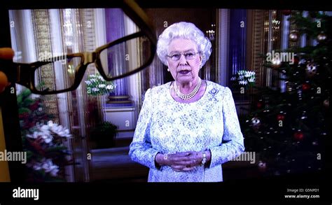 Queen Elizabeth II giving her traditional Christmas Speech, which was ...