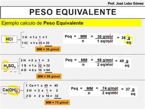 Como Se Obtiene El Peso Equivalente Compuesto