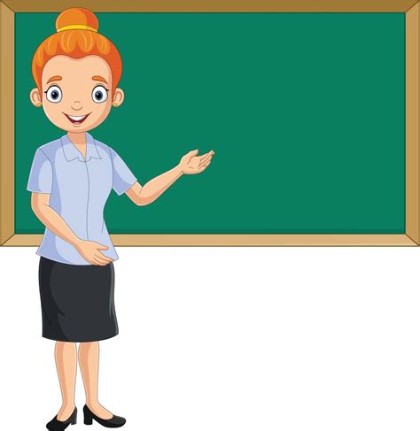 Cartoon Female Teacher Standing Next To A Blackboard 43037563 Vector