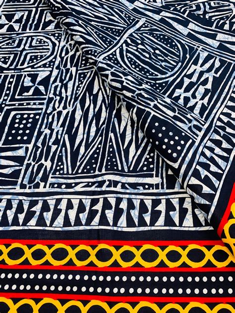 Indigo Mud Cloth African Print Fabric By The Yard Mudcloth Inspired