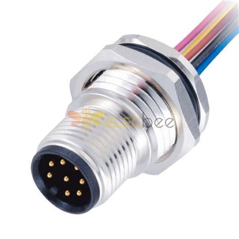 M12 Panel Receptacles A Code Straight 8 Pin Male Non Shield Connector