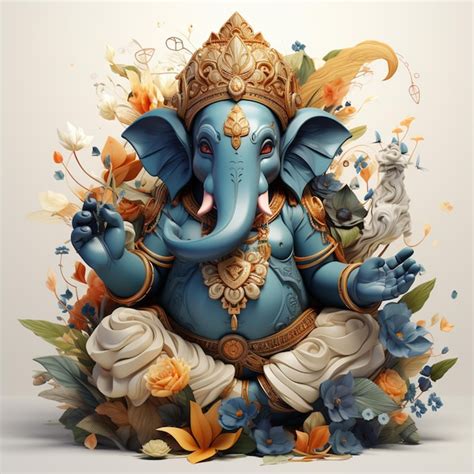 Ilustración de la estatua de dios ganesha Foto Premium