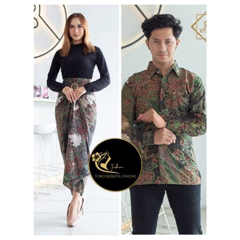 Jual Batik Couple Terbaru Couple Rok Lilit Dan Kemeja Panjang Seragam