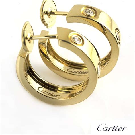 Cartier 18k Yellow Gold Diamond Love Earrings Rich Diamonds