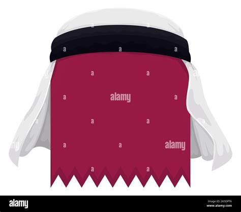 Traditional White Keffiyeh Covering A Maroon Serrated Label Template Design In Cartoon Style