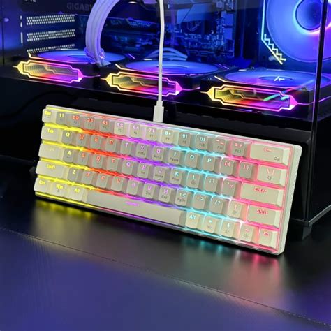 Zifriend T62 63 Keys Mechanical Keyboard RGB Backlit Hot Swappable White Grey Beige