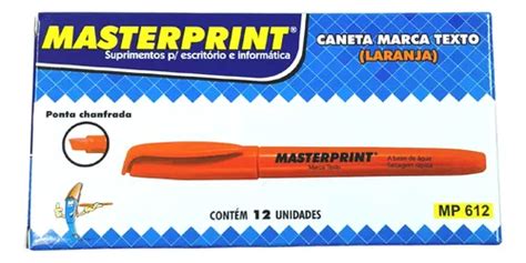 Marca Texto Masterprint Caixa 12uni Laranja Ponta Chanfrada MercadoLivre