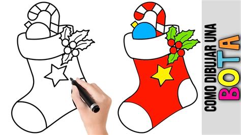 Como Dibujar Una Bota De Navidad ★ Dibujos Fáciles Para Dibujar Paso A