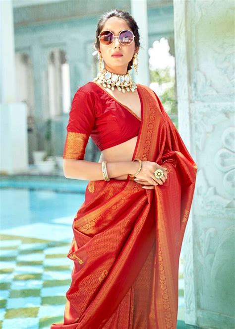 Royal Red Kanjivaram Zari Silk 5001 Saree Look Silk Sarees Online