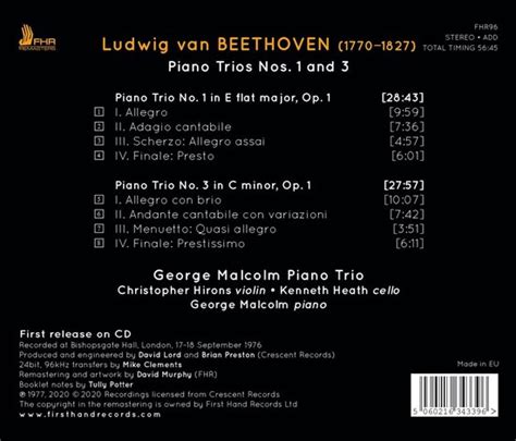 Beethoven Piano Trios Nos George Malcolm Piano Trio Cd