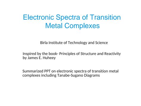 Solution Electronic Spectra Of Transition Metal Complexes With Tanabe