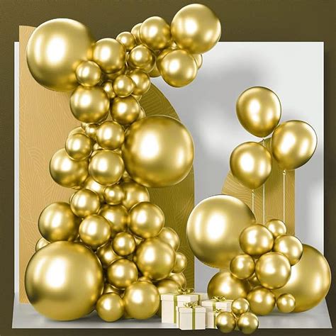 PartyWoo Metallic Gold Balloons 140 Pcs Gold Balloons Different Sizes