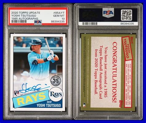 Psa Topps Update Autograph Yoshi Tsutsugo Rc Tampa Bay Rays