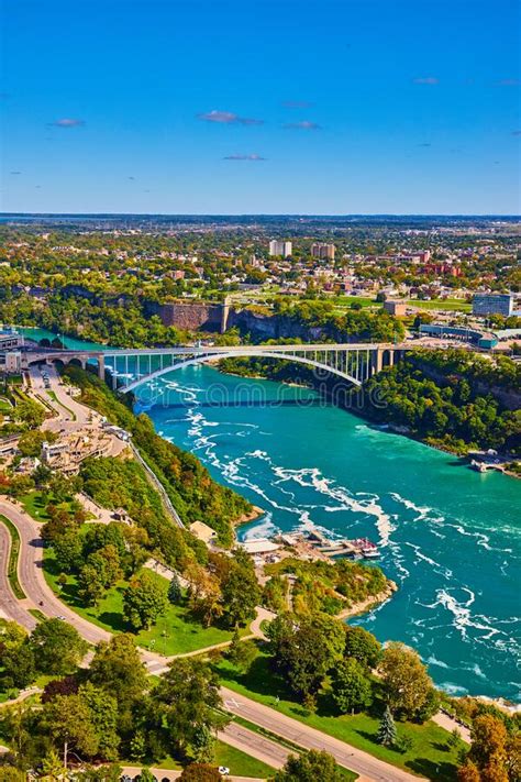 Looking At Rainbow Bridge At Niagara Falls Connecting America To Canada