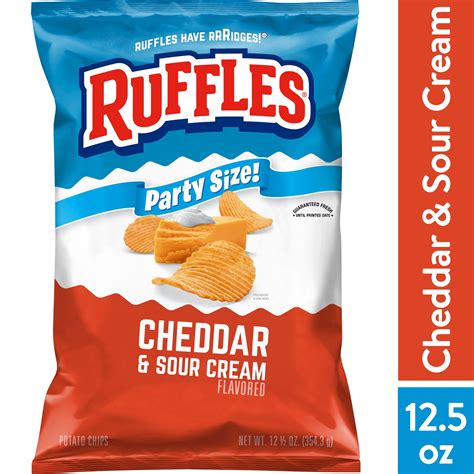 4 Pack Ruffles Cheddar And Sour Cream Potato Snack Chips Party Size 12 5 Oz Bag