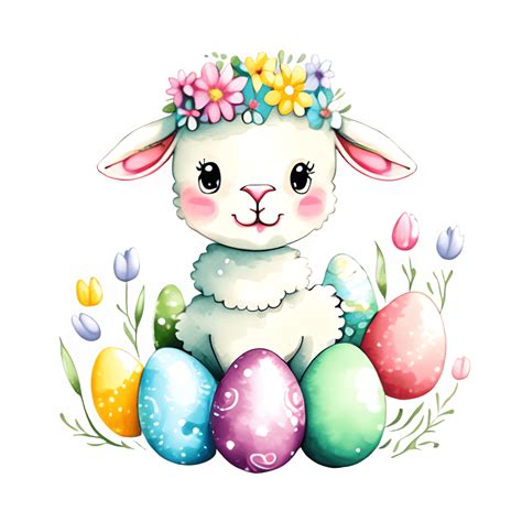 Joyful Easter Lamb With Eggs And Spring Creative Fabrica