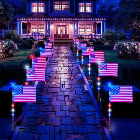 4th Of July Decorations Outdoor Brightown Red White And Blue Lights