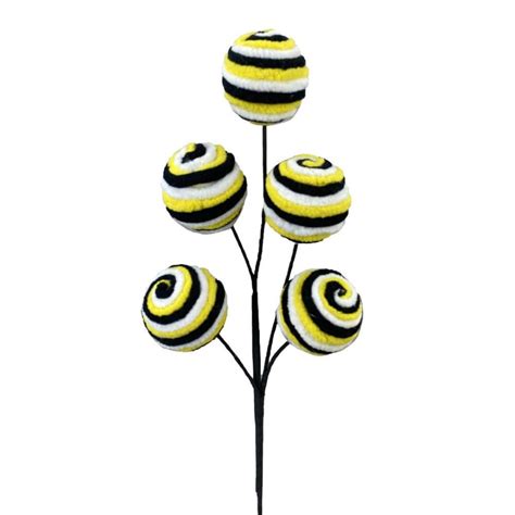 Chenille Stripe Ball Pick Yellow Black White Summer Etsy