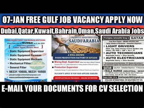 Jan Qatar Job Vacancy Assignment Abroad Times Today Gulf