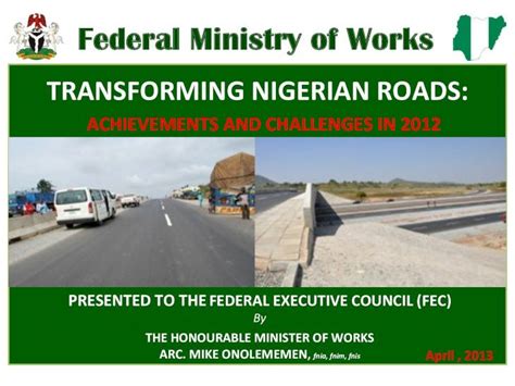 Pdf Federal Ministry Of Works Transforming Nigerian Roads