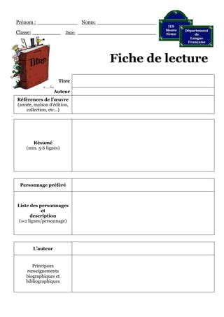 Fiche De Lecture PDF