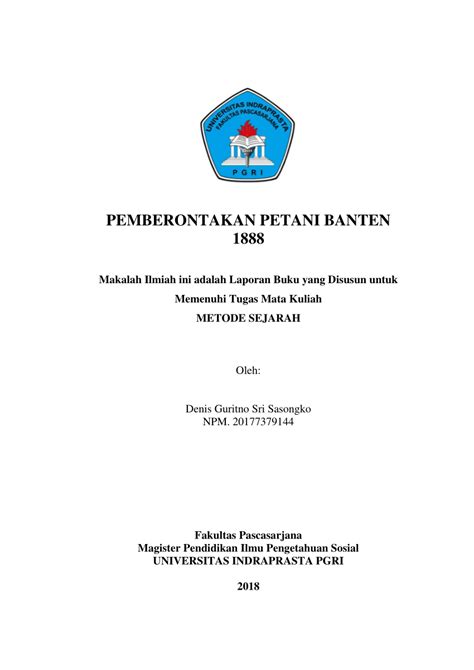 Pdf Pemberontakan Petani Banten