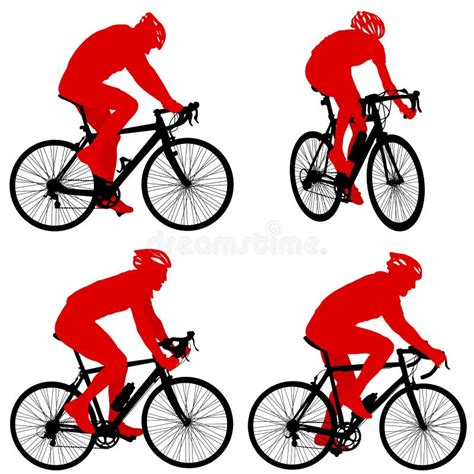 Set Silhouette Of A Cyclist Male Vector Illustration Stock Vector