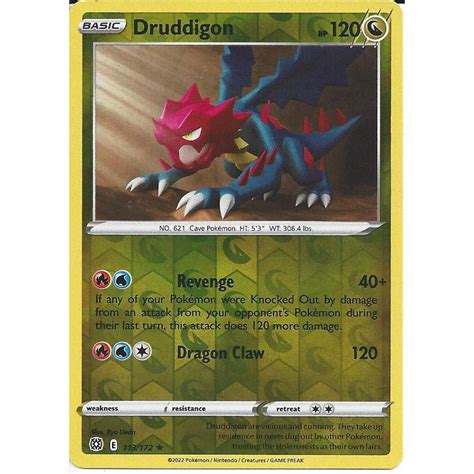 Pokemon Trading Card Game 113172 Druddigon Reverse Holo Swsh 09 Brilliant Stars Trading