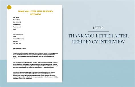 Thank You Letter After Residency Interview In Word Google Docs Pages