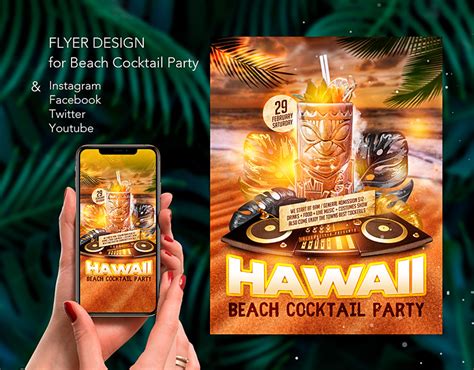 Beach Cocktail Party Flyer And Instagram Stories On Behance