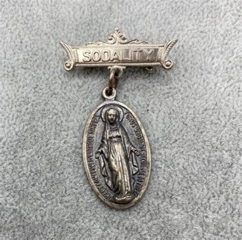 Vintage Sodality Of The Blessed Virgin Mary Miraculous Medal Pin